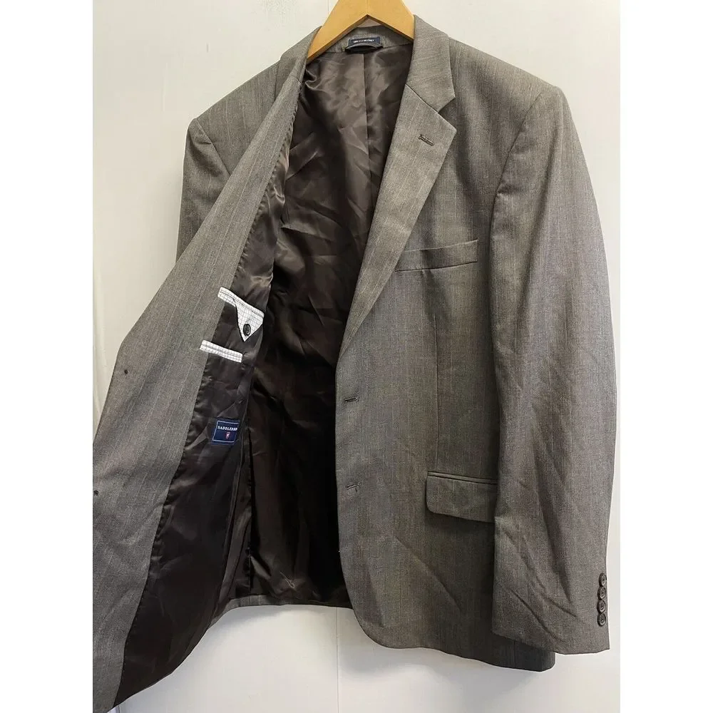 SADDLEBRED Men's Size 44L Sport Coat ‎ Blazer Suit Jacket Grey Brown Stripe